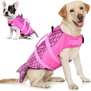 Mermaid Shark Design Pet Lifejacket, Adjustable Pet Life Jacket, Pet Safety Vest, Dog & Cat Clothing for Summer, Pet Supplies, Costume