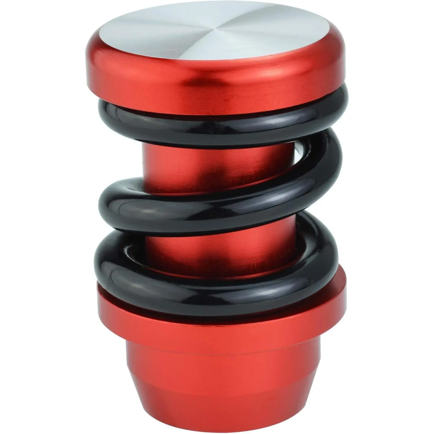 Aluminum Alloy Spring Gear Shifter Knob - 78x49mm, Black Spring&Red, Metal Texture, Manual/Auto Compatibility, 3 Adapters, Simple Screw Installation, Comfortable Surface, Increases Wave Stick Head Weight, Car Interior Accessory, With Adapters, Easy Instal