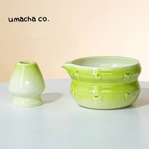Umacha Co. Ceramic Bowl and Whisk Stand,Tea Set Gift Box Set ceremonial matcha