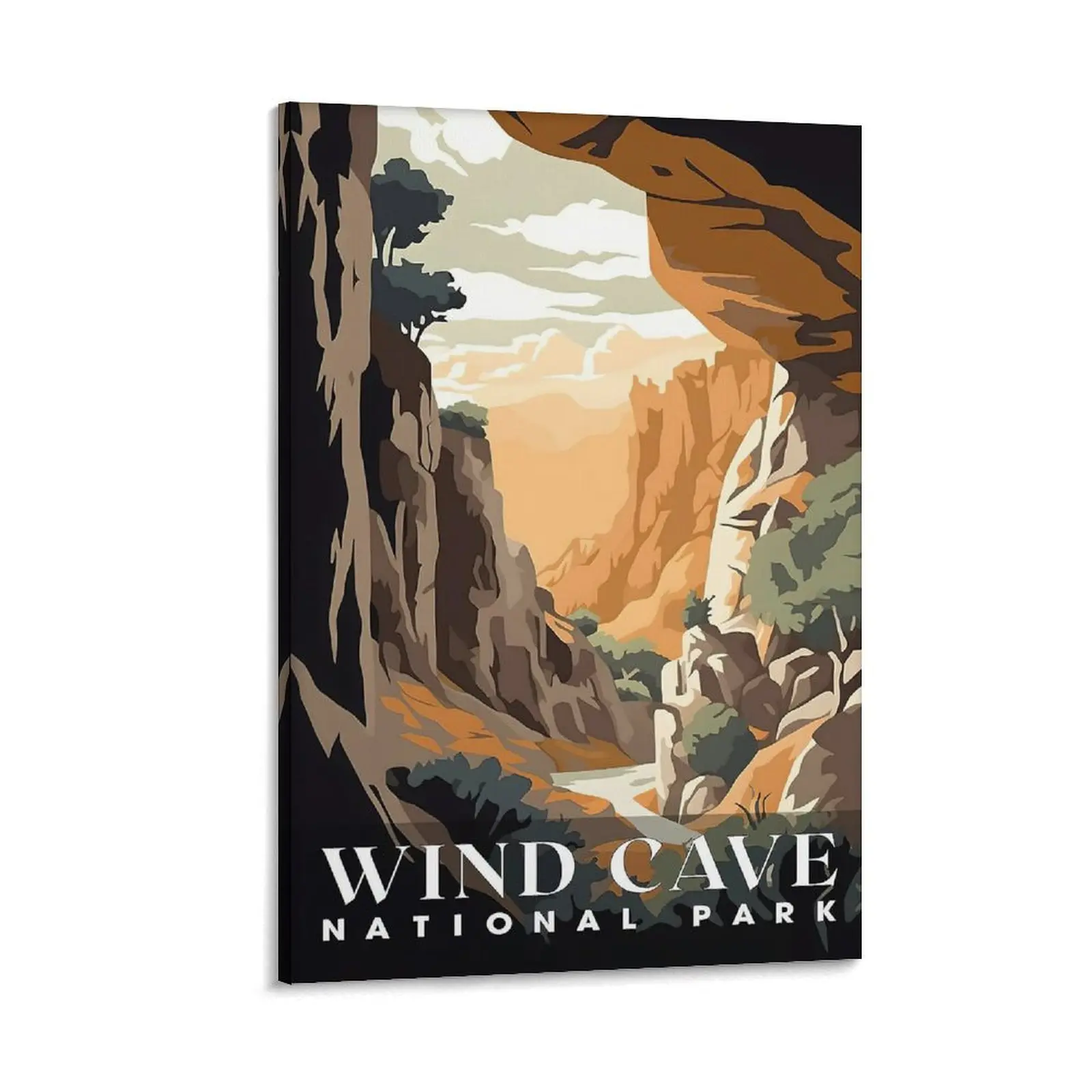 Wind Cave National Park Poster, National Parks Wall Art, Wind Cave Landscape, Abstract Nature Caves & Prairie Wall Art, Bedroom Office Living Room Decor Poster Canvas Wall Art For Bedroom Decor Bar Office Room Decor Gift