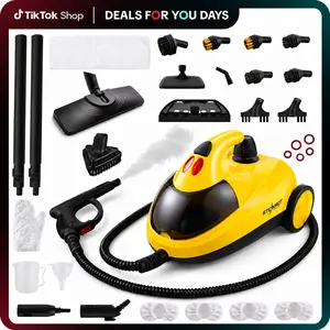 Steambot Steam Cleaner With High Pressure Steam, 2L Large Water Tank, 30 Accessories Detachable Steam Mop, Heavy Duty Chemical-Free Deep Cleaning for House, Kitchen, Bathroom, Car, BBQ Grill, Multi-Purpose Cleaning Steamer, SummerWins, DealsForYouDays