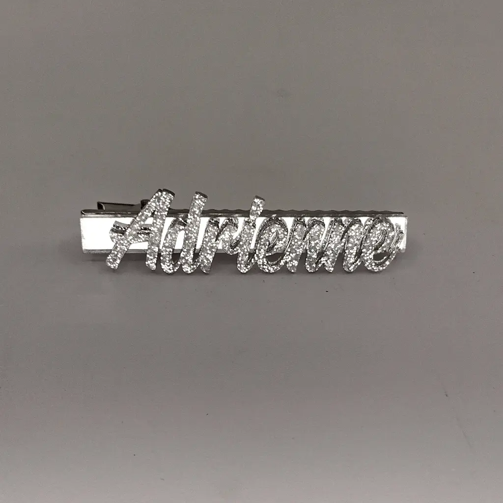 Personalized Hair Clips – Custom Name Barrettes with Diamond Look, Glitter Background, Sparkly Hair Accessories for Girls, Teens & Women, Customizable Gift