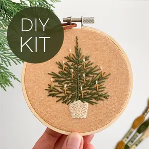 Christmas Tree Embroidery Kit, Christmas Embroidery Beginner Kit, Modern Embroidery DIY Craft Gift embroidery kit supply different stitch cross needlepoint kit art kit Holiday Needlework