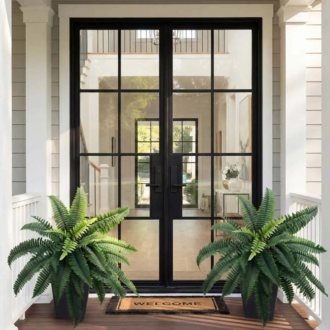1pcs 35.43~31.5inch Ferns Artificial Bush Plants Large, Artificial Boston Ferns with 26~36 Fronds for  Outdoors Home Decor