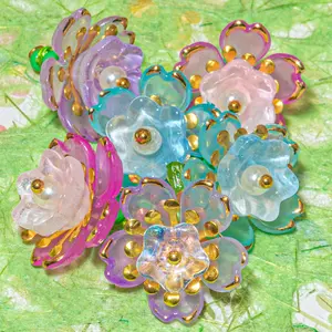 Fairy Dust Flowers Multi Color Glitter Flowers Buttons
