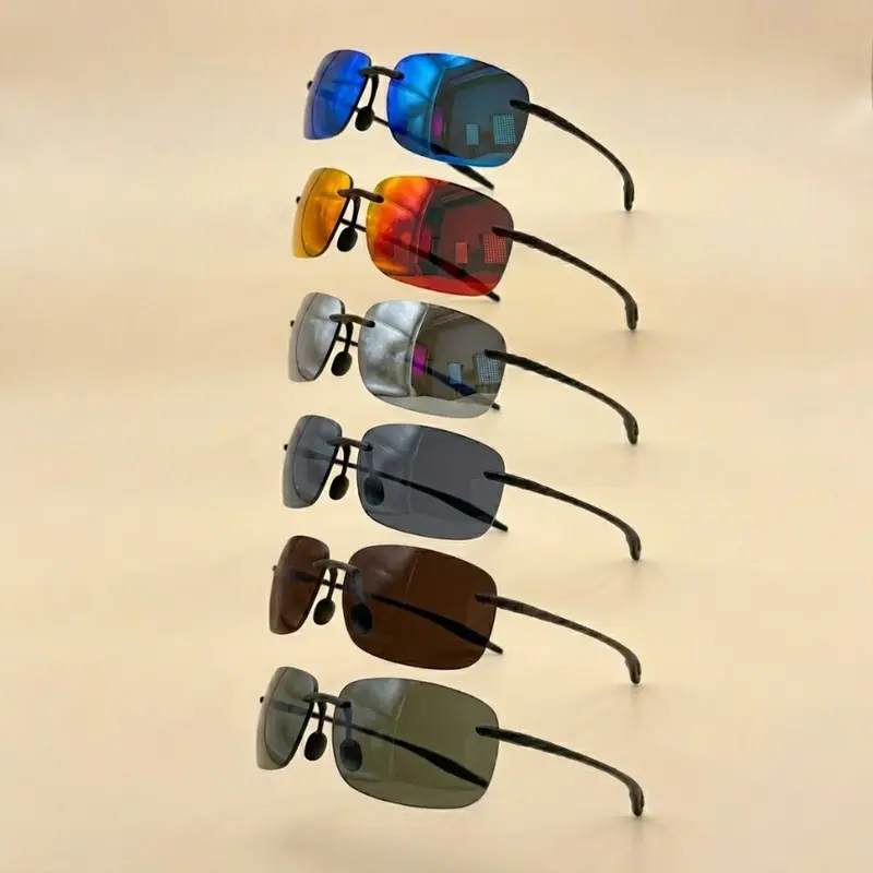 Unbranded Polarized Sports Sunglasses for Men & Women TR90 Rimless Frame Lightweight - HD Polarized Lenses, Glare Reduction, Impact Resistant, Less Color Shift for Running & Driving