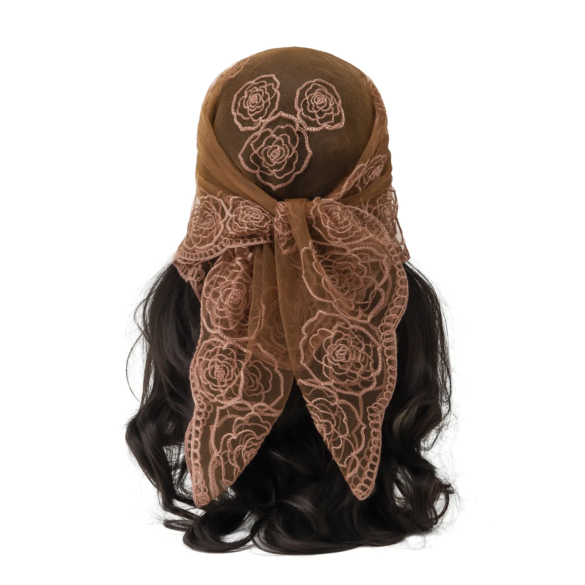Spring Floral Mesh Scallop Bandana, Boho Floral Print Lightweight Head Wrap Scarf, All Season Versatile Neck Neckerchief Fashion Hair Accessories for Women & Girls Headscarf Casual Soft Shawl