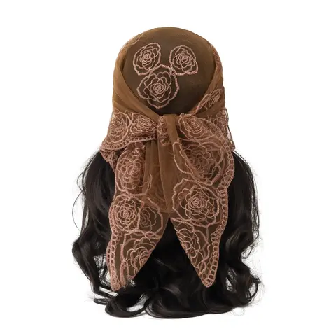 GT BANDANA Women's Fashion Headscarf - Soft Tear-resist Mesh, Spring Floral Print, Scallop Design, Scarf Head Wrap, All Head Sizes, All-season Ease, Skin-friendly Neck Neckerchief Accessory for Women
