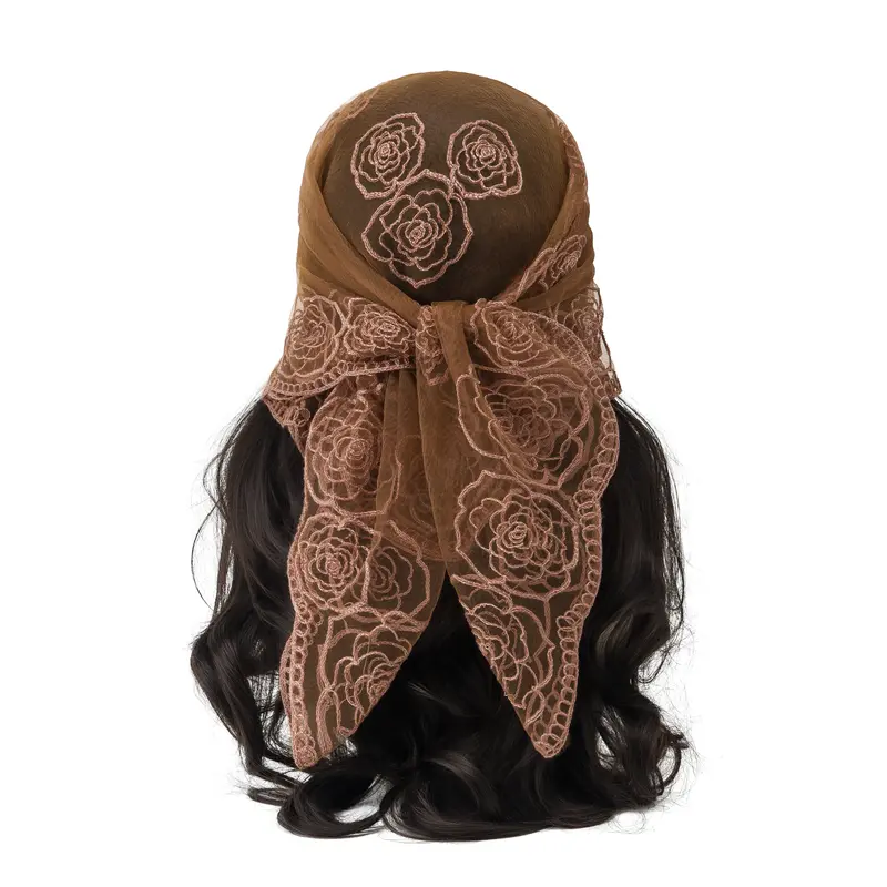 GT BANDANA Women's Fashion Headscarf - Soft Tear-resist Mesh, Spring Floral Print, Scallop Design, Scarf Head Wrap, All Head Sizes, All-season Ease, Skin-friendly Neck Neckerchief Accessory for Women