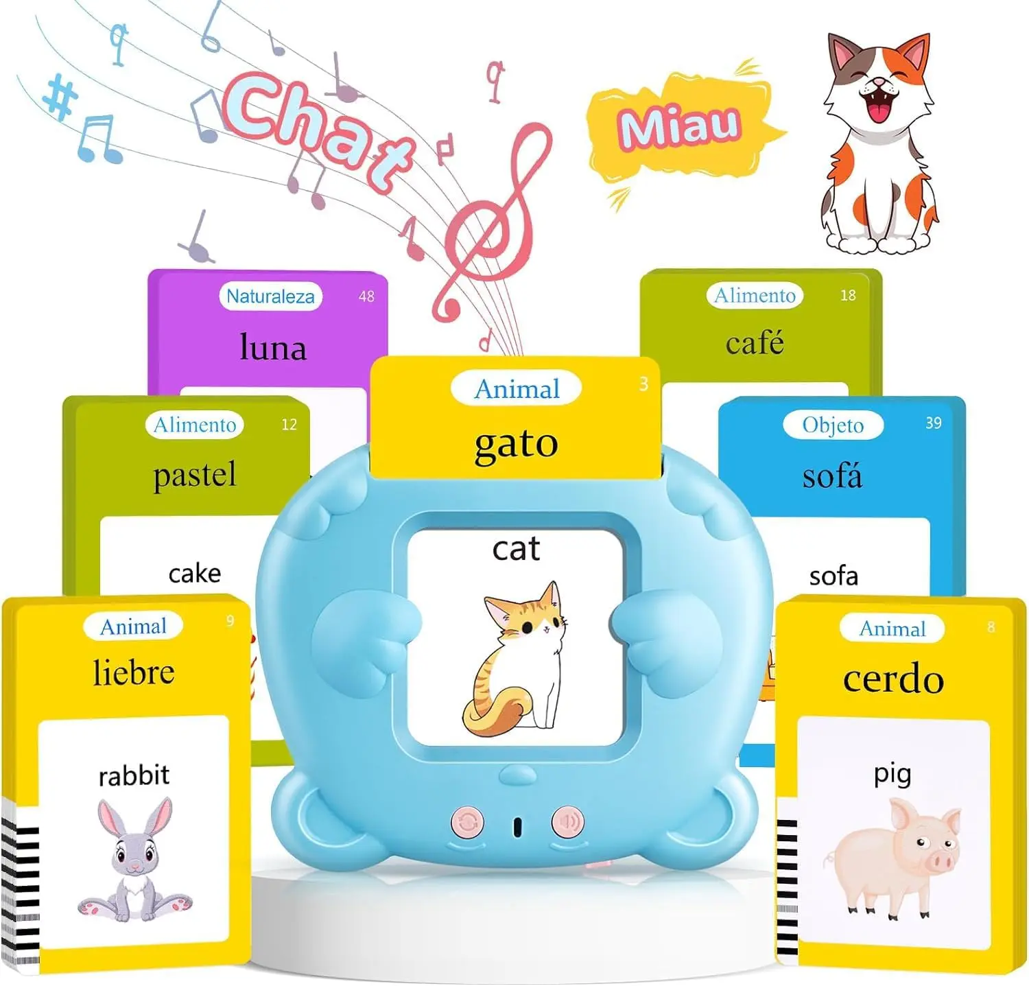 Bilingual Spanish-English Talking Flash Cards for 3+ Years Old, Montessori Educational Toys with 224 Sight Words, Speech Therapy Sensory Toys to Boost Vocabulary, Montessori Toys