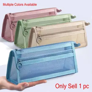 Transparent Mesh Pencil Case Stationery Bag, Large Capacity, Durable, Perfect for Christmas, Halloween, Birthday Gifts