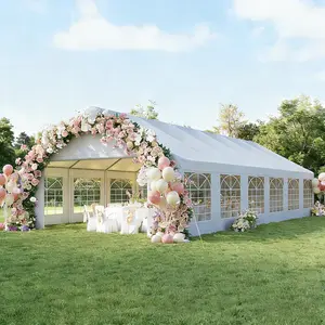 【3 Packages Shipping】Aoxun 20x40 Party Tent Canopy for Weddings Waterproof Event Tent with Removable Sidewalls &Roll-up Door, Heavy-Duty Steel Frame for Outdoor Weddings, BBQ, Birthday Parties, & Camping,White