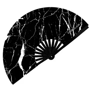 Black Marble EDM Rave Folding Hand Fan - God Glam It