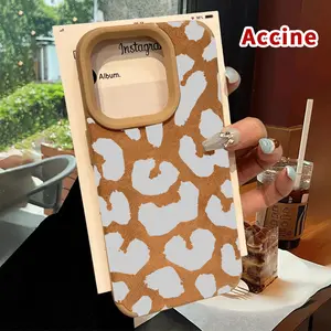 Lambskin Faux Leather Phone Case Soft Phone Case for iPhone 16 15 14 Pro Max 13 12 11 XR XS Plus Leopard - print elegance Pattern Luxury Matte Shockproof Drop Protection Rugged Durable Silicone Cover