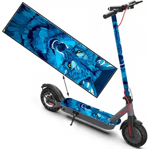 1PC blue flame wolf head, trend scooter stickers, skateboard stickers, scooter floor mat stickers, personalized cool skateboard accessories, non-slip PVC stickers are easy to install, suitable for Halloween decoration, Christmas decoration gifts