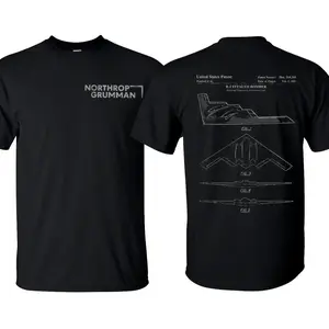 B-2 Spirit V2 Blueprint T-Shirt, Double-Sided Heavy Cotton Tee, Vintage Northrop Grumman Stealth Bomber Graphic Shirt, Military Enthusiast Streetwear Gift for Men