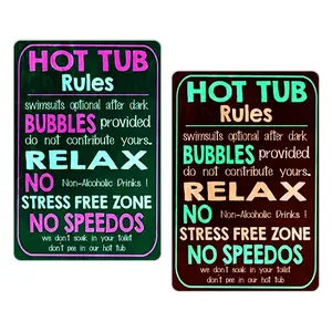 1pc HOT TUB Rules Wall Art Poster Decorative Metal Sign Plaque For Bathroom Tub Bar Home Hotel Man Cave Pub Decoration