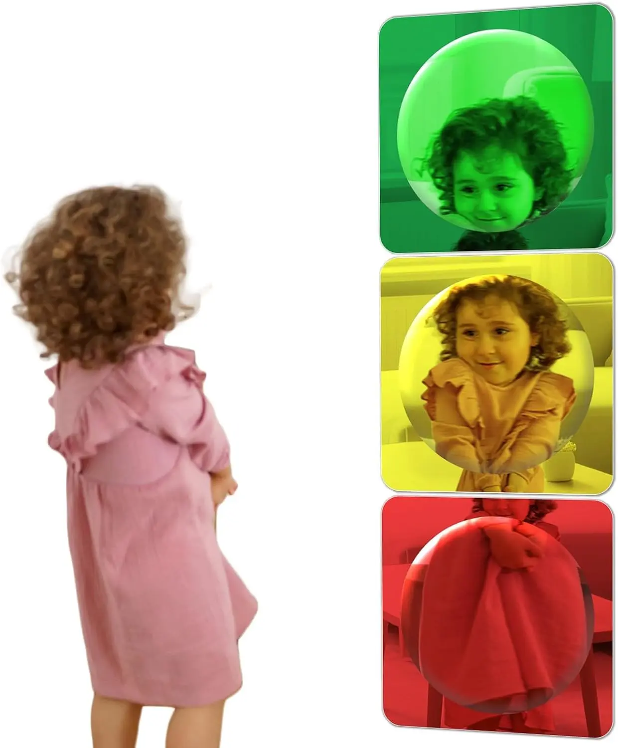 3Pcs Seneory Wall Acrylic Mirror 10inch Colorful Bubble Mirror Toddler Mirror for Bedroom Decoration Sensory Kids Toys for Home Kindergarten Primary School Decor (3, Red,green,yellow, 10 x 10 Inch)