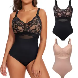 Sexy Lace Shapewear Bodysuit Women's Sleeveless V Neck Tummy Control Backless Thong Tank Tops Body Suit Corset Underwear Womenswear