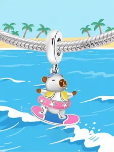 1Pc New Design Surf Capibara Charm Beaded Charm DIY Jewelry Making Kit for Bracelet Creative Craft Material Holiday Gift Pendant Women Birthday Gift Daily Wear Accessories