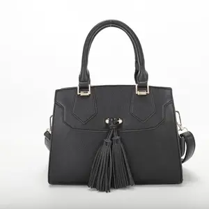 LA TERRE Bohemian Tassel Accent Structured Satchel - Elegant Leather Handbag for Work & Everyday Use