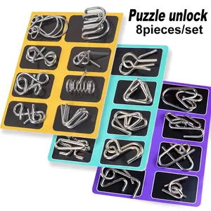 8 Piece Metal Wire Puzzle Game Set, Brain Teaser Toys Unlock Chain Series Games, Magic Party Rings Smart Club Classroom Locks, Gifts for Adults