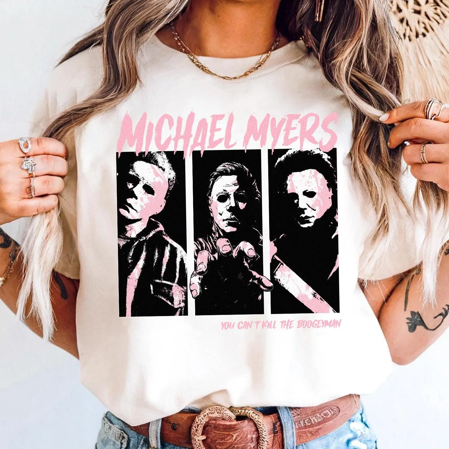 [SALE UP TO 45%] Michael Myers Horror Shirt, Halloween Movie T-Shirt, Scary Boogeyman Tee, Vintage Horror Movie Fan Gift Unisex