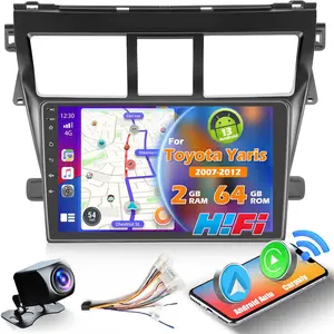 2+64G Radio for Toyota Yaris Vios 2007 2008 2009 2010 2011 2012 Android 15 Car Stereo Wireless Carplay, 9 inch Touch Screen for Yaris Android Auto HiFi Bluetooth GPS WiFi FM RDS Mirror Link