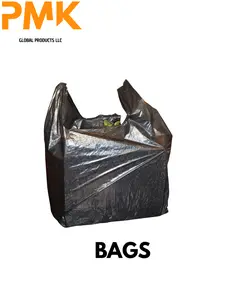 PMK Global Products LLC Black T-Shirt Style Plastic Bags 11.5" x 6.5" x 21" Heavy-Duty 1000 Count Reusable & Recyclable for Retail Grocery Stores