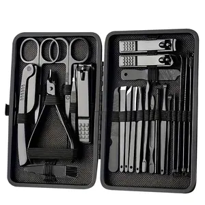 Professional 8/15/24Pcs Stainless Steel Manicure & Pedicure Set - Luxury Grooming Kit for Men & Women with Leather Case, Travel Essentials for Nail & Foot Care
