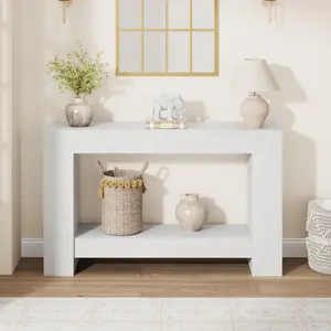 Garvee 47" Farmhouse Console Table for Entryway - 2-Tier Storage Shelf, Rectangular Sofa Table for Living Room & Hallway, Heavy-Duty Accent Table Behind Couch