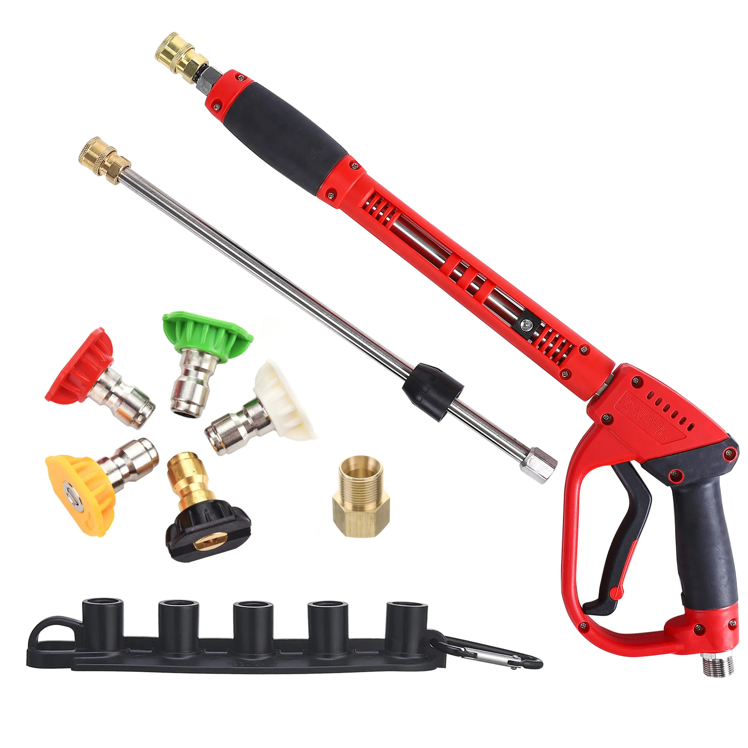 Deluxe High-Pressure Washer Spray Lance - 40-In Extendible Handle, M22 Fitting, 5 Nozzle Tips, 5000 PSI Replacement Wand Extension, Car Wash Accessory, Nozzle Pressure Washers, Automotive Cleaning Tool, Father's Day Gift