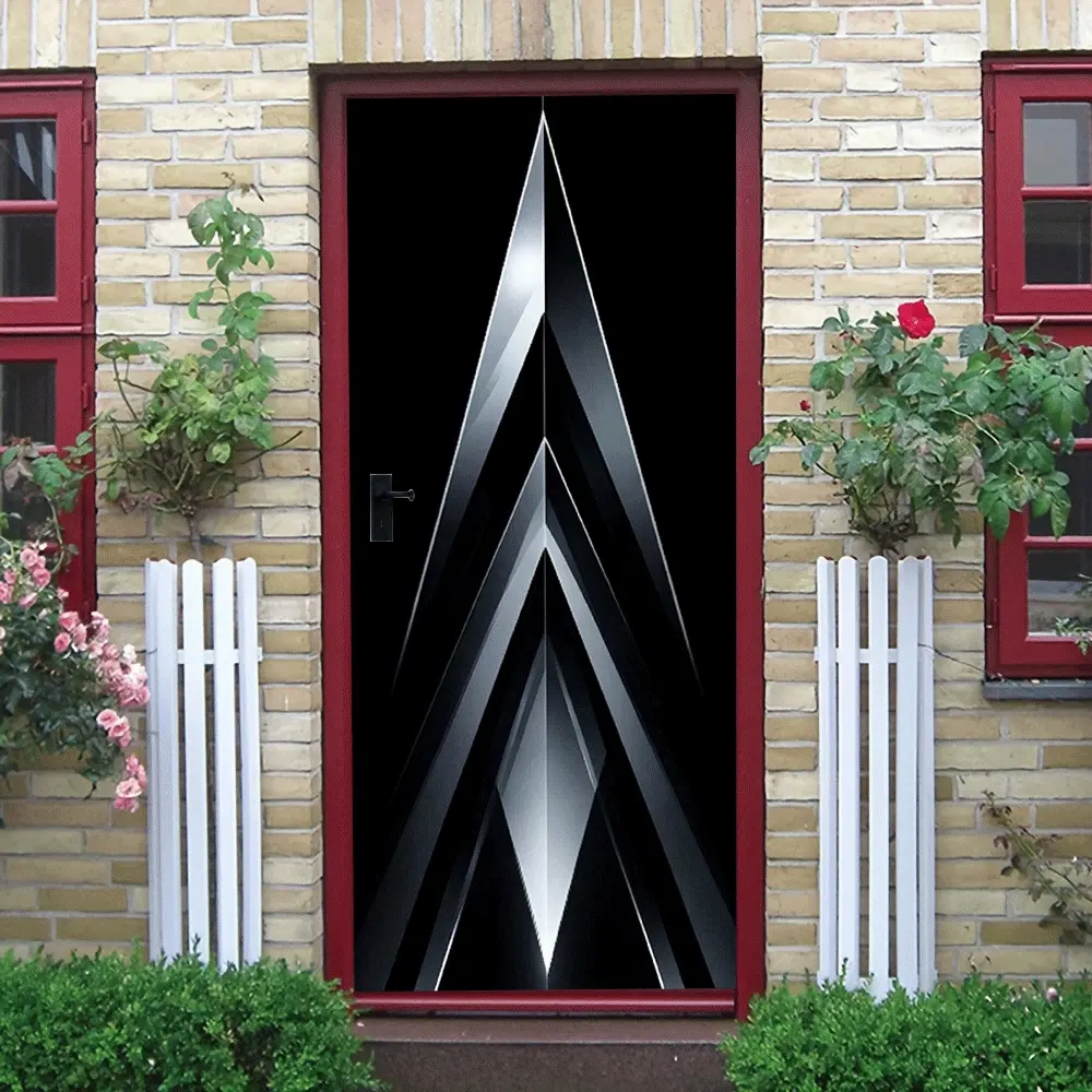 2pcs Modern minimalist geometric line wall sticker made of high quality eco friendly PVC material with waterproof moisture proof and easy to clean features three dimensional triangle design with black