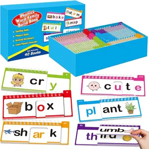 40 Phonics Word Family Build Book, Read and Rhyme Flip Book,Phonics Flash Cards, Learn to Read Phonics Games, Sight Word Flash Cards for Learning Activities
