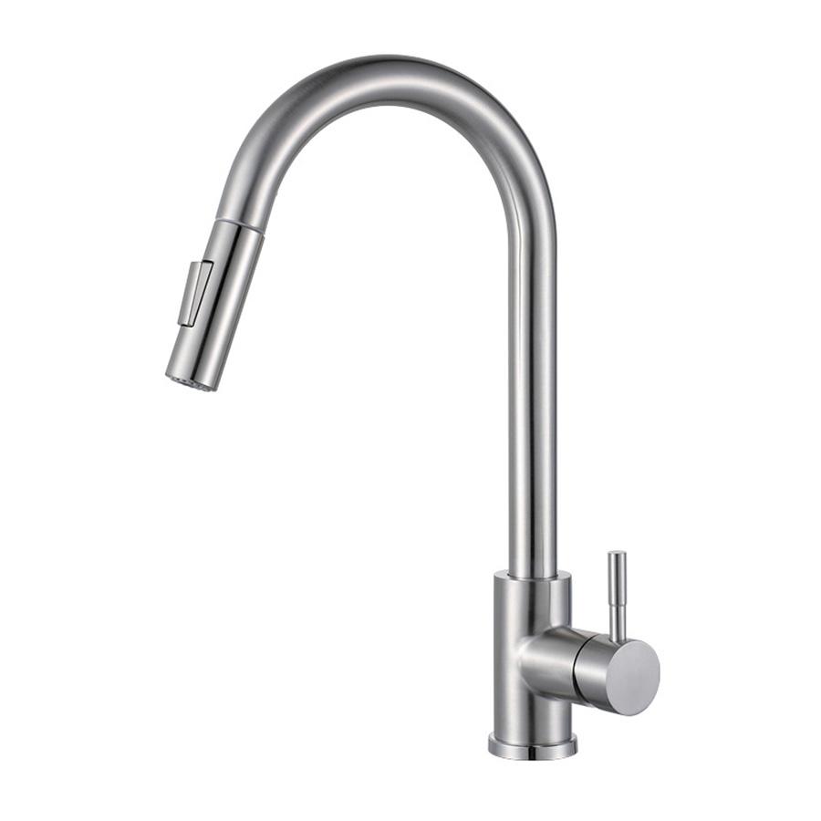 Single Handle Pull-Down Kitchen Faucet with Two Water Modes，Faucet Two Function Single Handle Pull Out Mixer Hot and Cold Water Taps Deck Mounted