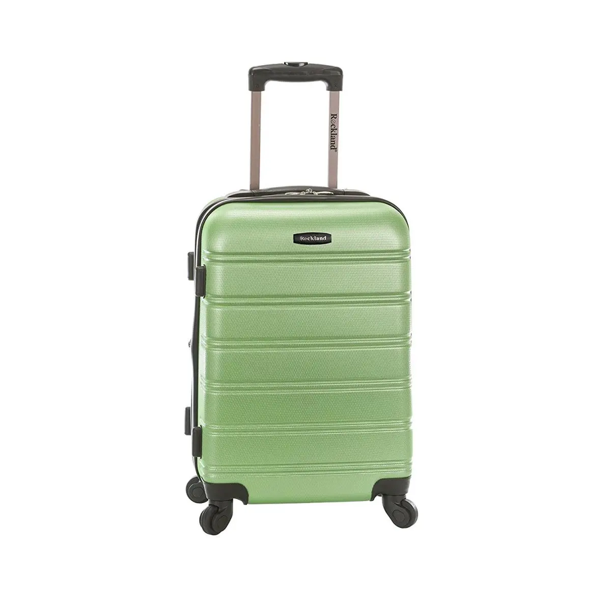 Rockland Melbourne 20-Inch Expandable ABS Hardshell Carry-On, Lightweight Durable Luggage with 4 Spinner Wheels and Telescoping Handle, Green, Carry On Luggage, Push-Button, Hard-Shell