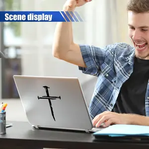 Cross of Nails Car Decal Sticker, Vinyl Waterproof Automotive Window Decal, Christian Religious Vehicle Bumper Sticker, Jesus Christ Auto Decoration Decals for Laptop, Wall (Black) UHANBUT