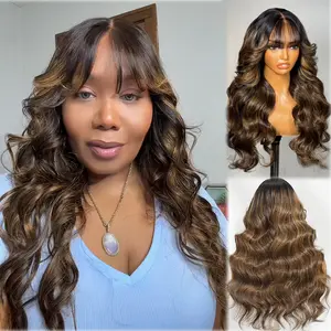 【New Arrival】Nadula Drawstring 13x4 Pre-Everything Lace Frontal Balayage Highlights Fluffy Natural Loose Wave Curtain Bangs Wig 100% Human Hair Summervibes TikTokShopStockUp