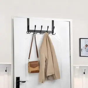 Door Hook Key Holder, No Drilling Door Hanger, Wall Mounted Clothing Rack, Space Saving Home Accessories, Towel Rack, Bathroom Hat Hook, Punch Free Organizer
