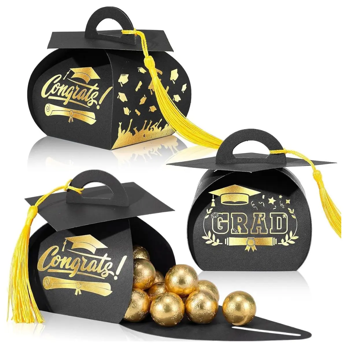 30PCS Graduation Cap Gift Boxes – Class of 2026 Party Favor Candy Boxes with Tassel