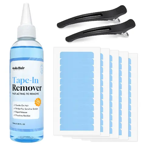 Dolahair Gentle Tape-In Hair Extensions Remover Kit - Fast-Acting Formula, Includes Replacement Tape Tabs, Comes with Sectioning Clips for DIY Removal & Reinstall, Scalp-Gentle, Natural Hair Compatible