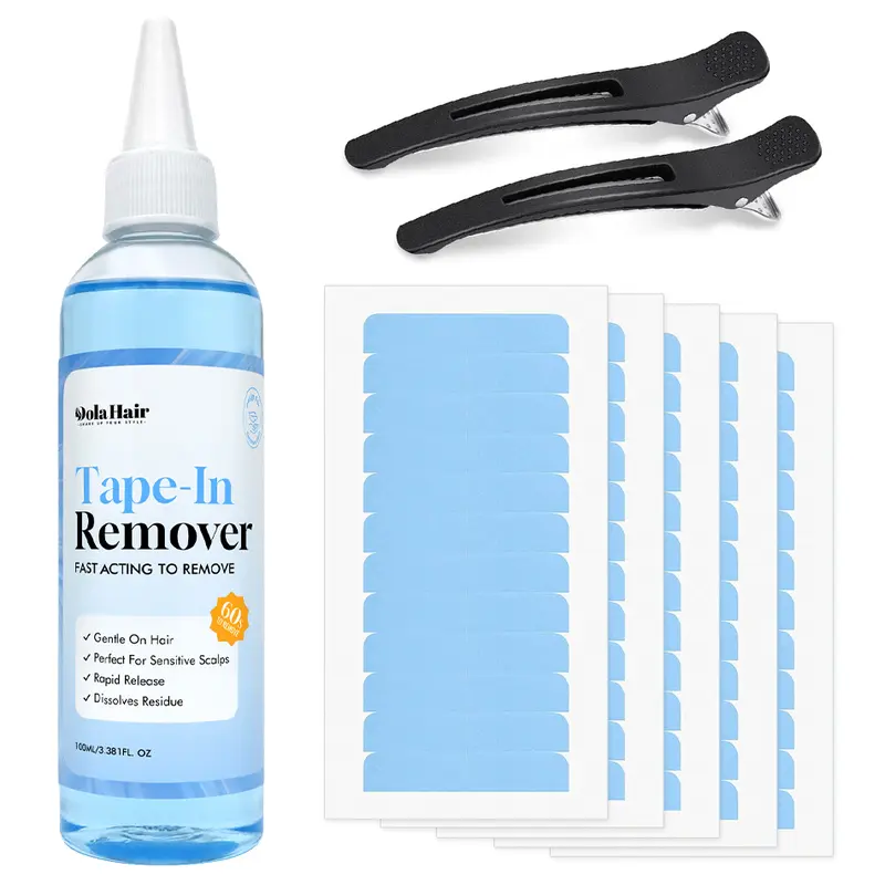 Dolahair Gentle Tape-In Hair Extensions Remover Kit - Fast-Acting Formula, Includes Replacement Tape Tabs, Comes with Sectioning Clips for DIY Removal & Reinstall, Scalp-Gentle, Natural Hair Compatible