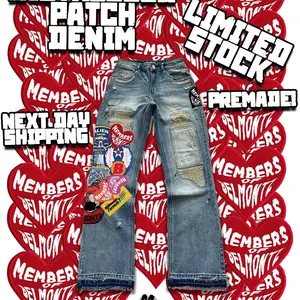 LIMITED PATCH DISTRESSED JEANS-DENIM