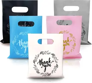 100PCS Thank You Merchandise Bags 5 Kinds of Color Gift Bags Candy Cookie Bag for Birthday Baby Shower Wedding Christmas Retirements