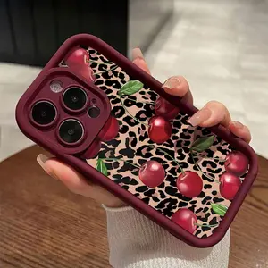 Sexy Wine Leopard Print Cherry Pattern Phone Case, Compatible with iPhone 11/12/16/13/14/15/7plus/8plus/x/XS Max.XR