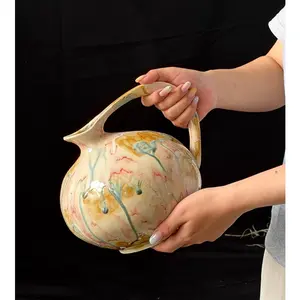 Handmade French Modern Retro-Style Ceramic Vase - Monet Garden-Inspired Designer Vase, 0-50 cm Room Accessories for Home Decor & Springtime Display