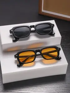 2 Pairs Men's Square Frame Sunglasses, Classic Style, Durable PC Material, Uv100 Protection, Lightweight, Ideal for Daily Commute, Tinted Lens Sunglasses