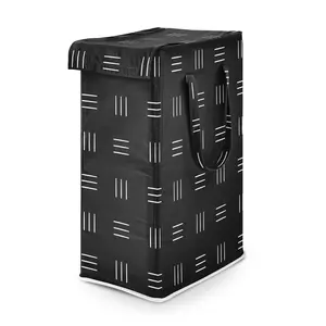 Sweet Jojo Designs Laundry Hamper (Black & White Boho Mudcloth) for Boys & Girls, Foldable Dirty Clothes Basket with Handles for Baby Nursery, Kids Bedroom, Teen Bathroom (Bohemian, Woodland, Tribal)