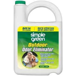 Simple Green 128 oz. Outdoor Odor Eliminator, Pet Safe Odor Eliminator for Grass Patios and Decks, Natural Enzyme Formula Eliminates Urine and Organic Odors, Refill for Hose Attachment Bottle, Fresh Clean Scent.