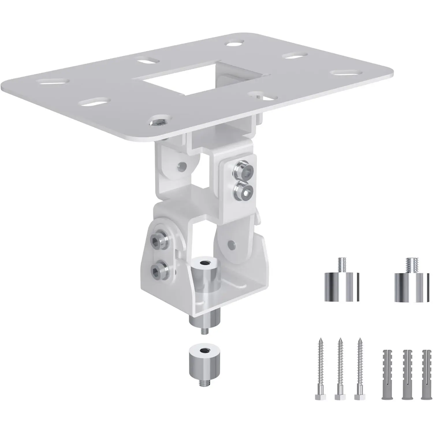 Mini Projector Ceiling Mount Stand Adjustable Wall Mount Hanger Bracket for Mini Projector with 2 Free Adapters, White PR14MINIW